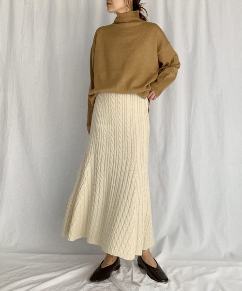 PICCIN（ピッチン）の「ケーブル編みマーメイドスカート（スカート・レディース・アイボリー/モカ・M/L）」の17枚目の写真