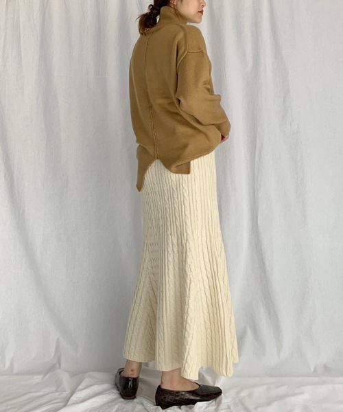 PICCIN（ピッチン）の「ケーブル編みマーメイドスカート（スカート・レディース・アイボリー/モカ・M/L）」の19枚目の写真