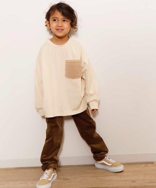 ＆yam（アンドヤム）の「ボアポケットTee（Tシャツ/カットソー・キッズ・ブラック/オリーブ/グレー/ホワイト/ピンク/ライトブラウン/ブルー/ブラウン・110/160/130/150/120/140/100）」の13枚目の写真