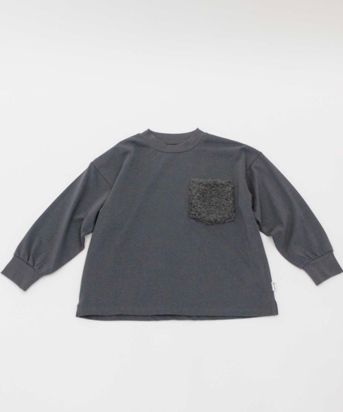 ＆yam（アンドヤム）の「ボアポケットTee（Tシャツ/カットソー・キッズ・ブラック/オリーブ/グレー/ホワイト/ピンク/ライトブラウン/ブルー/ブラウン・110/160/130/150/120/140/100）」の16枚目の写真