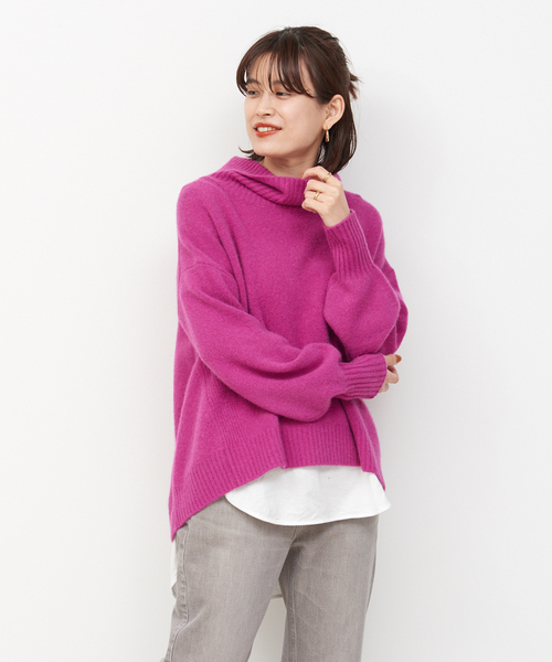 Rouge vif(ルージュヴィフ)の「獣毛混フレアタートルニット(ニット/セーター・レディース・チャコールグレー/ベージュ/パープル・フリー)」の11枚目の写真