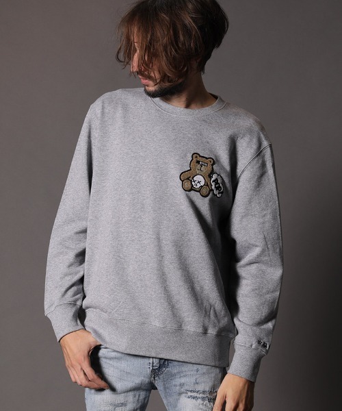 STUD MUFFIN（スタッドマフィン）の「msw847-9ozミドルゲージ裏毛  STUDベアワッペン  L-S プルオーバー（スウェット・メンズ・ブラック/杢グレー・4/2/3）」の4枚目の写真