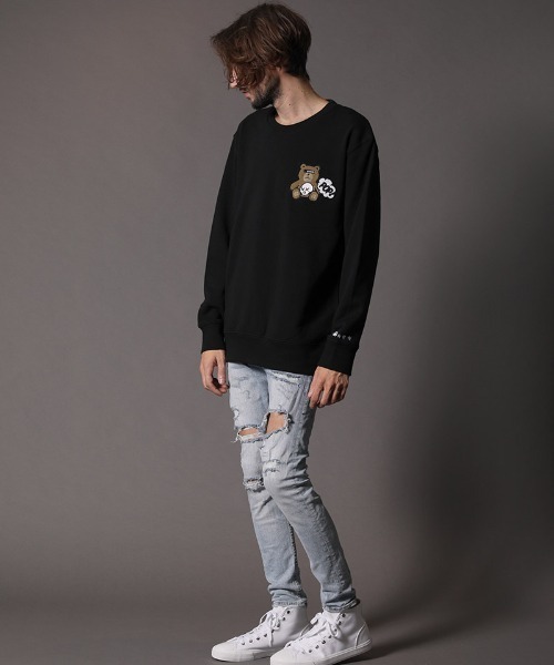 STUD MUFFIN（スタッドマフィン）の「msw847-9ozミドルゲージ裏毛  STUDベアワッペン  L-S プルオーバー（スウェット・メンズ・ブラック/杢グレー・4/2/3）」の16枚目の写真