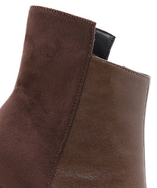 Futier land（フューティアランド）の「バックロング配色スクエアトゥショートブーツ（ブーツ・レディース・ブラック/ブラウン/キャメル/チャコールグレー・36/37/38/39/40）」の15枚目の写真