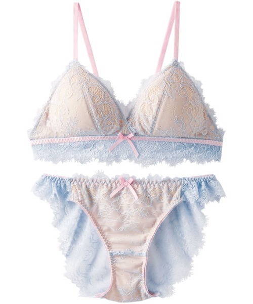 YU'NOW（ユナウ）の「【ノンワイヤーでリラックス】アイラッシュレースのブラレット＆ショーツセット（ブラ&ショーツ・レディース・ブラック/サックスブルー/オレンジ/アイボリー/カーキ/ピンク/ダークブルー/マスタード/ターコイズブルー/イエロー・SMALL/MEDIUM/LARGE/X-LARGE）」の13枚目の写真