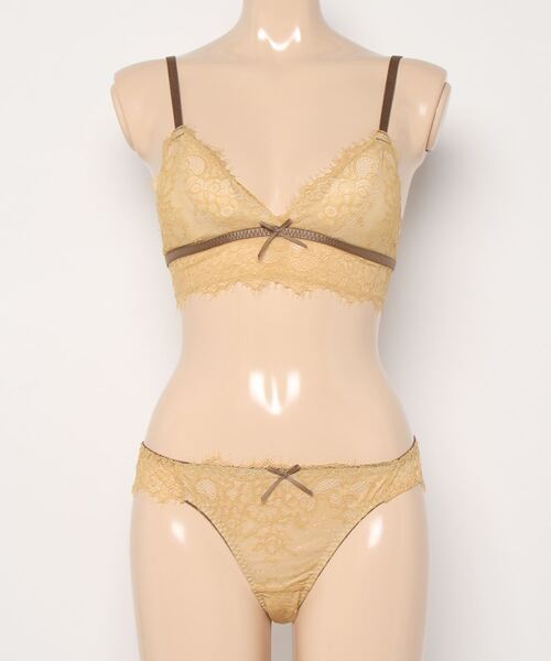 YU'NOW（ユナウ）の「【ノンワイヤーでリラックス】アイラッシュレースのブラレット＆ショーツセット（ブラ&ショーツ・レディース・ブラック/サックスブルー/オレンジ/アイボリー/カーキ/ピンク/ダークブルー/マスタード/ターコイズブルー/イエロー・SMALL/MEDIUM/LARGE/X-LARGE）」の21枚目の写真