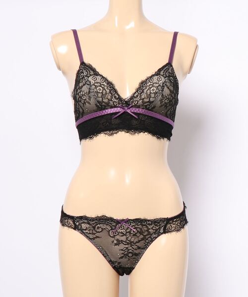 YU'NOW（ユナウ）の「【ノンワイヤーでリラックス】アイラッシュレースのブラレット＆ショーツセット（ブラ&ショーツ・レディース・ブラック/サックスブルー/オレンジ/アイボリー/カーキ/ピンク/ダークブルー/マスタード/ターコイズブルー/イエロー・SMALL/MEDIUM/LARGE/X-LARGE）」の15枚目の写真