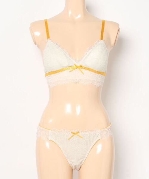 YU'NOW（ユナウ）の「【ノンワイヤーでリラックス】アイラッシュレースのブラレット＆ショーツセット（ブラ&ショーツ・レディース・ブラック/サックスブルー/オレンジ/アイボリー/カーキ/ピンク/ダークブルー/マスタード/ターコイズブルー/イエロー・SMALL/MEDIUM/LARGE/X-LARGE）」の16枚目の写真