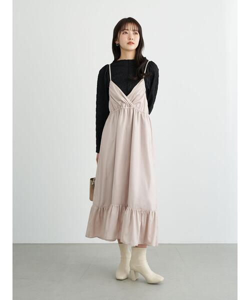 earth music&ecology（アースミュージックアンドエコロジー）の「カシュクールキャミワンピース ＊（ワンピース・レディース・ブラウン/サックスブルー/ピンク・FREE）」の9枚目の写真