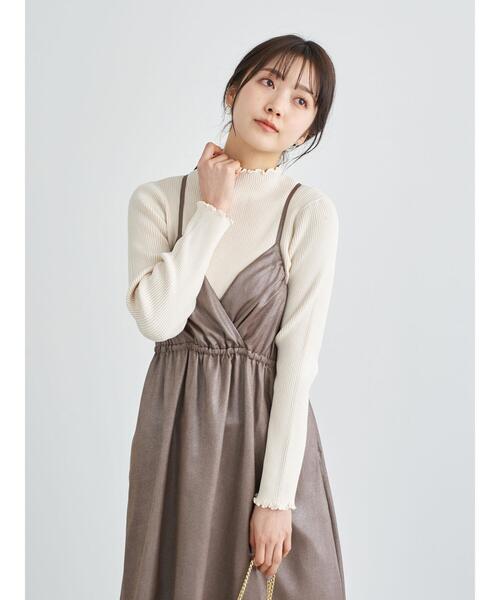 earth music&ecology（アースミュージックアンドエコロジー）の「カシュクールキャミワンピース ＊（ワンピース・レディース・ブラウン/サックスブルー/ピンク・FREE）」の22枚目の写真