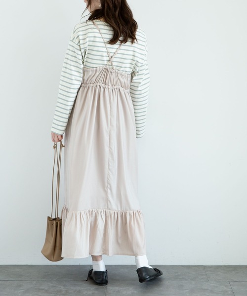 earth music&ecology（アースミュージックアンドエコロジー）の「カシュクールキャミワンピース ＊（ワンピース・レディース・ブラウン/サックスブルー/ピンク・FREE）」の6枚目の写真