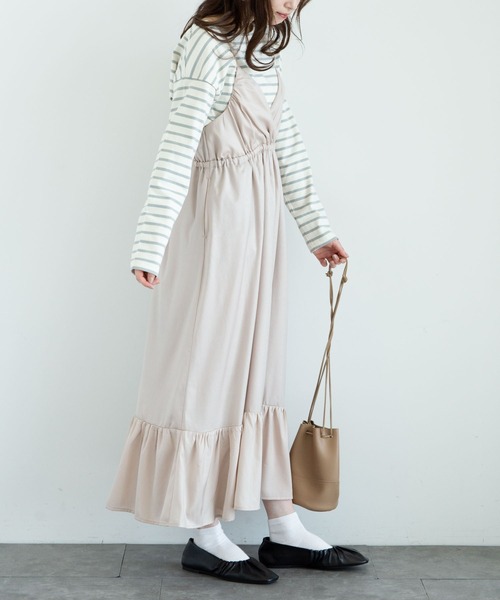 earth music&ecology（アースミュージックアンドエコロジー）の「カシュクールキャミワンピース ＊（ワンピース・レディース・ブラウン/サックスブルー/ピンク・FREE）」の8枚目の写真