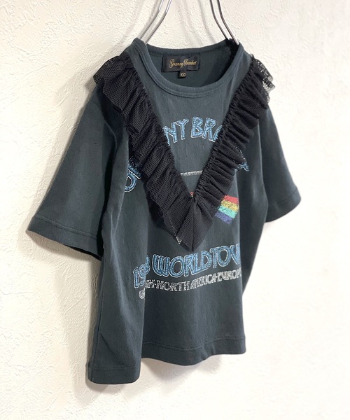 Granny Branket(グラニーブランケット)の「メッシュフリルバンドT(90~140cm)(Tシャツ/カットソー・キッズ・ブラック/オフホワイト・90/100/110/130/120/140)」の2枚目の写真