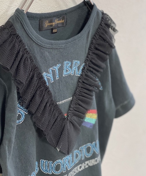 Granny Branket(グラニーブランケット)の「メッシュフリルバンドT(90~140cm)(Tシャツ/カットソー・キッズ・ブラック/オフホワイト・90/100/110/130/120/140)」の7枚目の写真