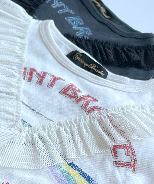 Granny Branket(グラニーブランケット)の「メッシュフリルバンドT(90~140cm)(Tシャツ/カットソー・キッズ・ブラック/オフホワイト・90/100/110/130/120/140)」の6枚目の写真