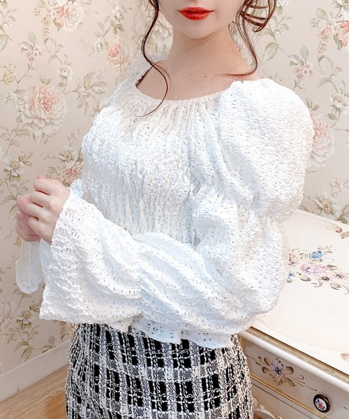 Rmine（アールマイン）の「レースシャーリングブラウス（シャツ/ブラウス・レディース・ホワイト/ブルー・FREE）」の20枚目の写真