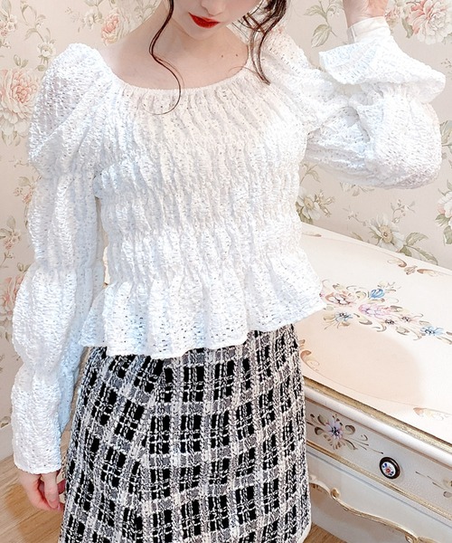 Rmine（アールマイン）の「レースシャーリングブラウス（シャツ/ブラウス・レディース・ホワイト/ブルー・FREE）」の18枚目の写真