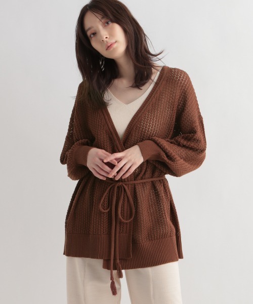 Andemiu（アンデミュウ）の「スカシアミオーバーカーディガン948119（カーディガン/ボレロ・レディース・ブラック/オフホワイト/ブラウン・FREE）」の3枚目の写真