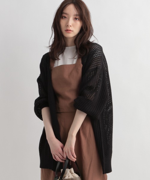 Andemiu（アンデミュウ）の「スカシアミオーバーカーディガン948119（カーディガン/ボレロ・レディース・ブラック/オフホワイト/ブラウン・FREE）」の2枚目の写真