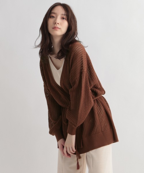 Andemiu（アンデミュウ）の「スカシアミオーバーカーディガン948119（カーディガン/ボレロ・レディース・ブラック/オフホワイト/ブラウン・FREE）」の7枚目の写真