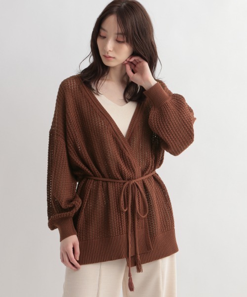 Andemiu（アンデミュウ）の「スカシアミオーバーカーディガン948119（カーディガン/ボレロ・レディース・ブラック/オフホワイト/ブラウン・FREE）」の10枚目の写真