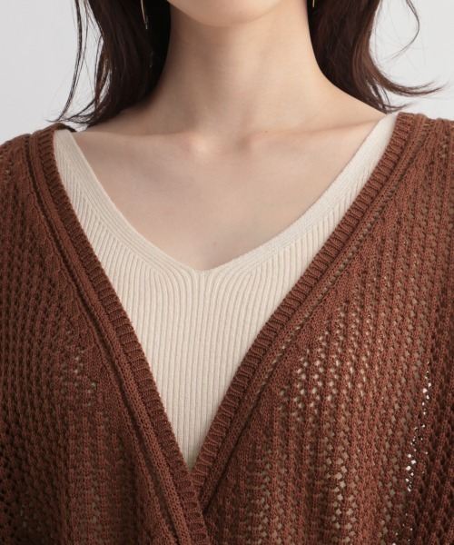 Andemiu（アンデミュウ）の「スカシアミオーバーカーディガン948119（カーディガン/ボレロ・レディース・ブラック/オフホワイト/ブラウン・FREE）」の11枚目の写真