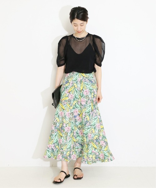 VERMEIL par iena deveaux トロピカルフラワースカート L VERMEIL par iena（ヴェルメイユパーイエナ）の「deveaux