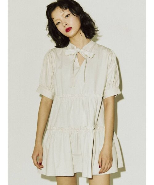 jouetie（ジュエティ）の「リボンティアードチュニック（チュニック・レディース・ブラック/その他1/オフホワイト・MEDIUM）」の2枚目の写真