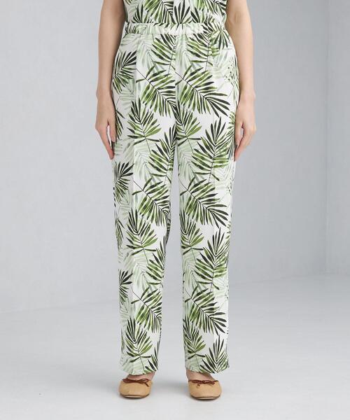 green label relaxing（グリーンレーベルリラクシング）の「FM リーフ プリント イージー パンツ（その他パンツ・レディース・ブラック/オフホワイト・FREE）」の4枚目の写真