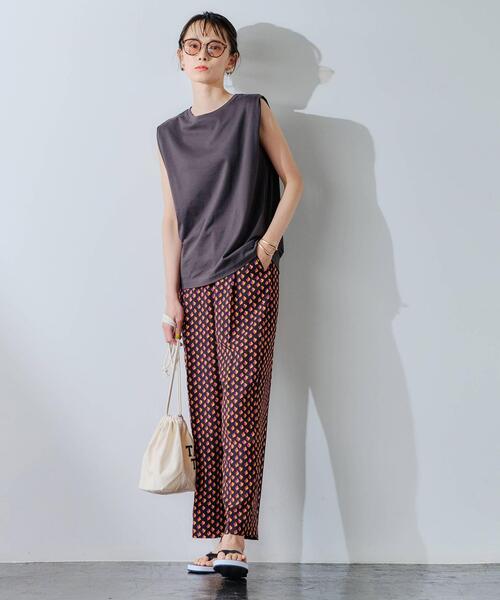 green label relaxing（グリーンレーベルリラクシング）の「FM リーフ プリント イージー パンツ（その他パンツ・レディース・ブラック/オフホワイト・FREE）」の19枚目の写真