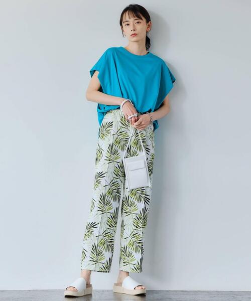 green label relaxing（グリーンレーベルリラクシング）の「FM リーフ プリント イージー パンツ（その他パンツ・レディース・ブラック/オフホワイト・FREE）」の16枚目の写真