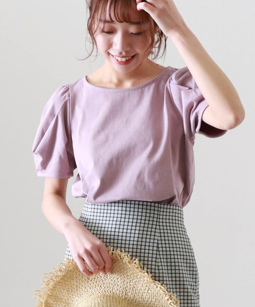 Cheek（チーク）の「タックスリーブＴＯＰＳ（Tシャツ/カットソー・レディース・キャメル/クリーム/パープル・MEDIUM）」の16枚目の写真