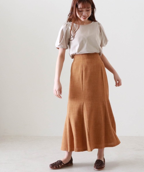 Cheek（チーク）の「タックスリーブＴＯＰＳ（Tシャツ/カットソー・レディース・キャメル/クリーム/パープル・MEDIUM）」の10枚目の写真