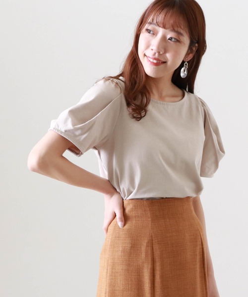 Cheek（チーク）の「タックスリーブＴＯＰＳ（Tシャツ/カットソー・レディース・キャメル/クリーム/パープル・MEDIUM）」の20枚目の写真