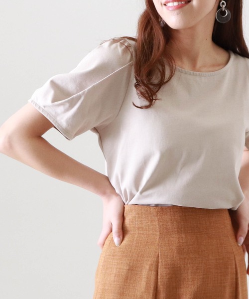 Cheek（チーク）の「タックスリーブＴＯＰＳ（Tシャツ/カットソー・レディース・キャメル/クリーム/パープル・MEDIUM）」の12枚目の写真