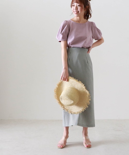 Cheek（チーク）の「タックスリーブＴＯＰＳ（Tシャツ/カットソー・レディース・キャメル/クリーム/パープル・MEDIUM）」の18枚目の写真