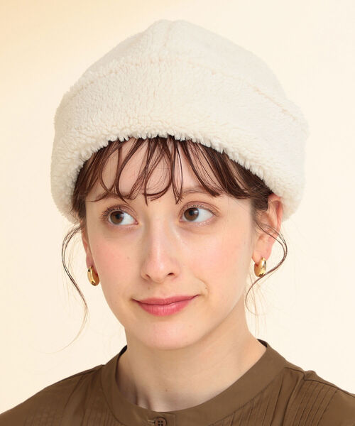 Ray BEAMS（レイビームス）の「CONTROL FREAK × Ray BEAMS / 別注 ボア ワッチキャップ（キャップ・レディース・ブラック/オフホワイト・ONE SIZE）」の3枚目の写真