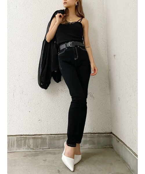 GYDA（ジェイダ）の「バインダーキャミ（キャミソール・レディース・オフホワイト/ブラック/グレー・FREE）」の4枚目の写真