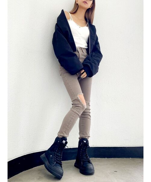 GYDA（ジェイダ）の「バインダーキャミ（キャミソール・レディース・オフホワイト/ブラック/グレー・FREE）」の11枚目の写真