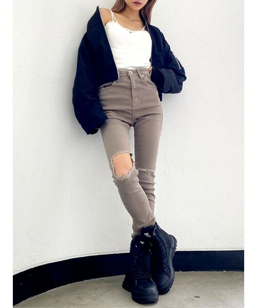 GYDA（ジェイダ）の「バインダーキャミ（キャミソール・レディース・オフホワイト/ブラック/グレー・FREE）」の13枚目の写真