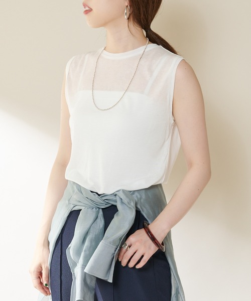 SHENERY（シーナリー）の「ルーズノースリーブカットソー（Tシャツ/カットソー・レディース・ライトグレー/ブラック/オフホワイト/グレー系その他・FREE）」の2枚目の写真