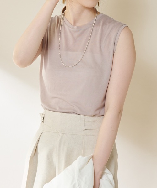 SHENERY（シーナリー）の「ルーズノースリーブカットソー（Tシャツ/カットソー・レディース・ライトグレー/ブラック/オフホワイト/グレー系その他・FREE）」の3枚目の写真