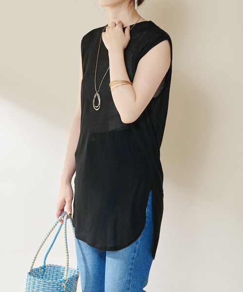 SHENERY（シーナリー）の「ルーズノースリーブカットソー（Tシャツ/カットソー・レディース・ライトグレー/ブラック/オフホワイト/グレー系その他・FREE）」の10枚目の写真