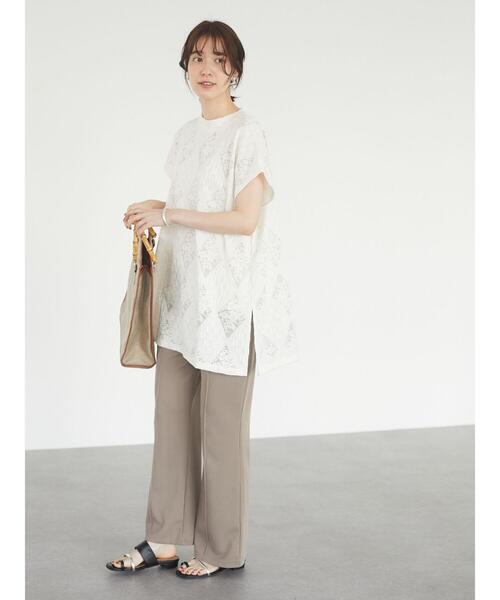 Sugar spoon（シュガースプーン）の「・SUGAR SPOON ダイヤレースチュニック＊（Tシャツ/カットソー・レディース・ブラック/サックスブルー/ピンク/アイボリー・FREE）」の6枚目の写真