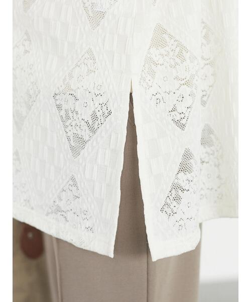 Sugar spoon（シュガースプーン）の「・SUGAR SPOON ダイヤレースチュニック＊（Tシャツ/カットソー・レディース・ブラック/サックスブルー/ピンク/アイボリー・FREE）」の12枚目の写真