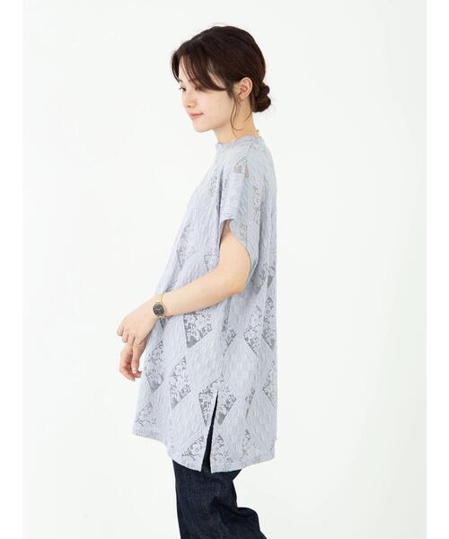 Sugar spoon（シュガースプーン）の「・SUGAR SPOON ダイヤレースチュニック＊（Tシャツ/カットソー・レディース・ブラック/サックスブルー/ピンク/アイボリー・FREE）」の15枚目の写真