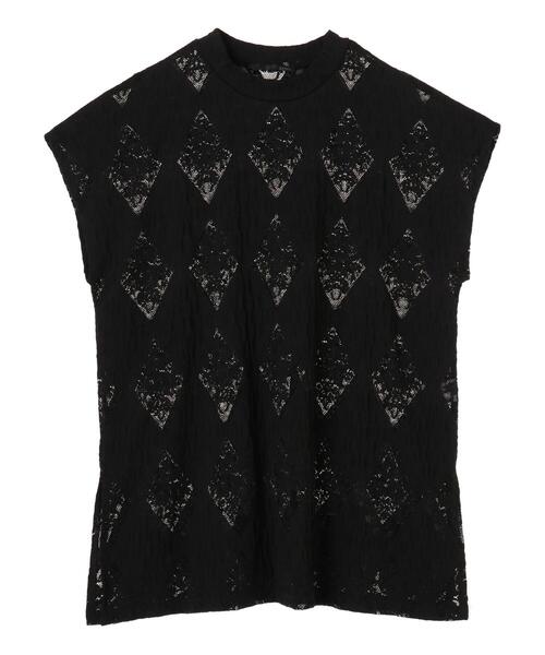 Sugar spoon（シュガースプーン）の「・SUGAR SPOON ダイヤレースチュニック＊（Tシャツ/カットソー・レディース・ブラック/サックスブルー/ピンク/アイボリー・FREE）」の3枚目の写真