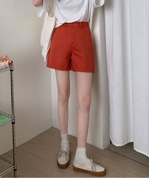 Opinion korean town（オピニオン コリアン タウン）の「Denim shorts（デニムパンツ・レディース・サーモンピンク/グリーン/ブラック/ベージュ/オレンジ/ライトブルー・S/L/M）」の12枚目の写真