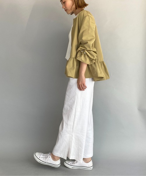 PICCIN（ピッチン）の「袖パールペプラムジップブルゾン（ブルゾン・レディース・ブラック/ベージュ/カーキ・M）」の12枚目の写真