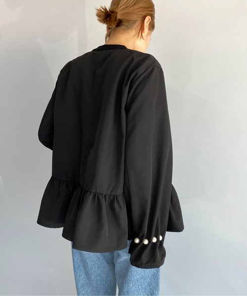 PICCIN（ピッチン）の「袖パールペプラムジップブルゾン（ブルゾン・レディース・ブラック/ベージュ/カーキ・M）」の19枚目の写真